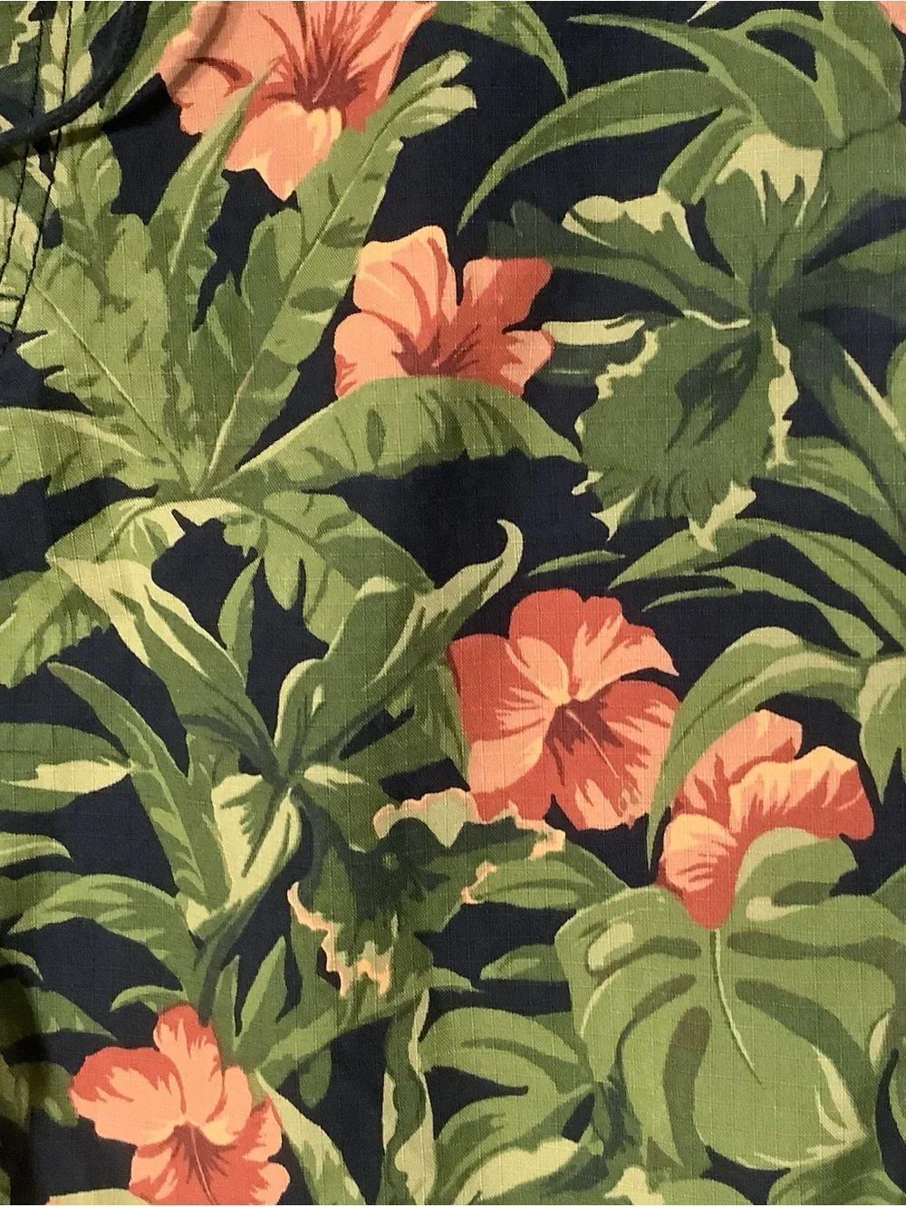 A.P.C. Men's Black Swim Shorts with Green Leaves & Coral Flowers NWT